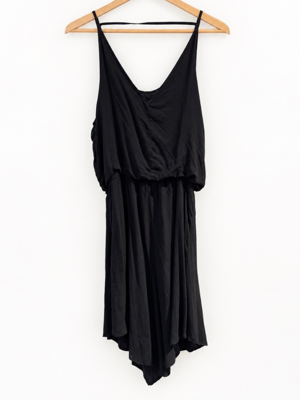 NWT Splendid Black Rayon Voile Handkerchief Hem Dress M